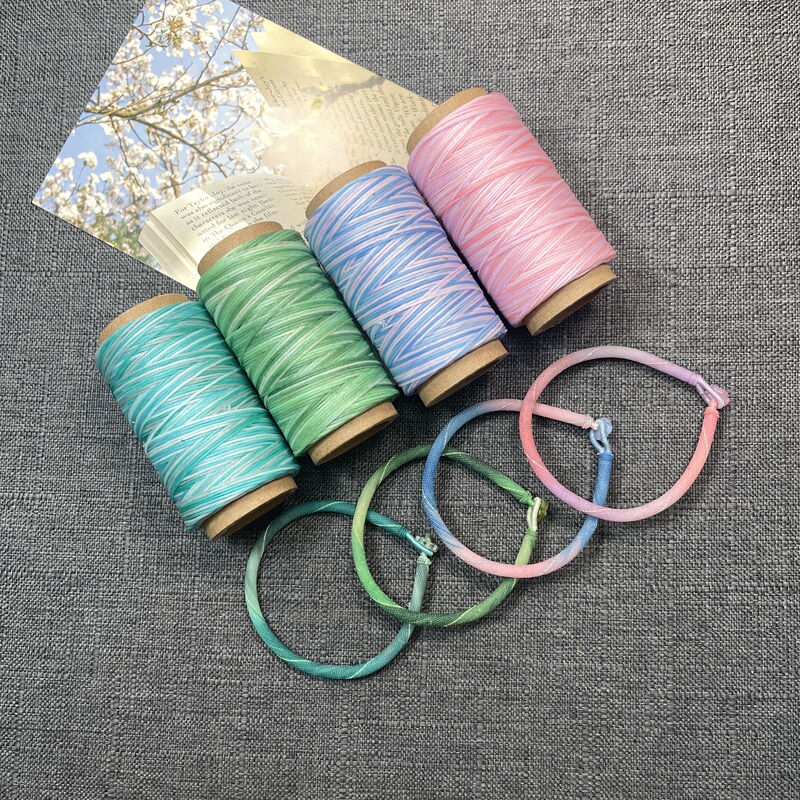 0.8 Flat Waxed Thread, Section-Dyed Flat Wax, Multi-Color Gradient Color, Handmade Braided Rope, DIY Material Kit