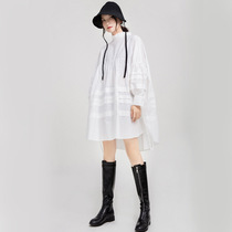 New michicat niche designer front and rear two wear pinched flower small stand-up collar bubble sleeve loose dress 2 colors