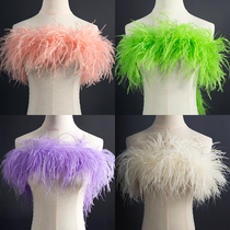 5-layer ostrich feather top colorful thickened feather strip T stage catwalk Latin dance costume diy decorative accessories