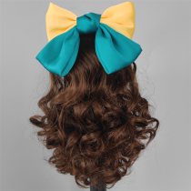 Bowknot small roll ponytail 28cm disassembly comb short braid children wig Princess shape high temperature Silk