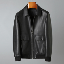 Italy imported NAPPA calf leather leather mens leather lapel leather jacket business casual mens leather jacket