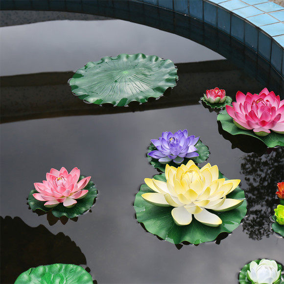 Simulation Lotus Lotus Leaf Floating Fake Sleeping Lotus Pond Fish Pond Fish Pond made of scenery fish pond Aquarium Decoration Props Fake Lotus-Taobao