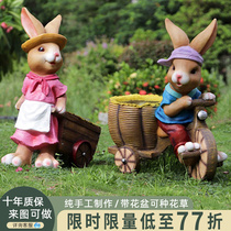 Outdoor Patio Net Red Floor Decoration Animal Sculptures Garden GRP Crafts Cartoon Flower Pot Bunny Pendulum Pieces