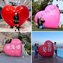 Internet celebrity love fiberglass sculpture luminous heart-shaped balloon ornament check-in large shopping mall area sales department decoration