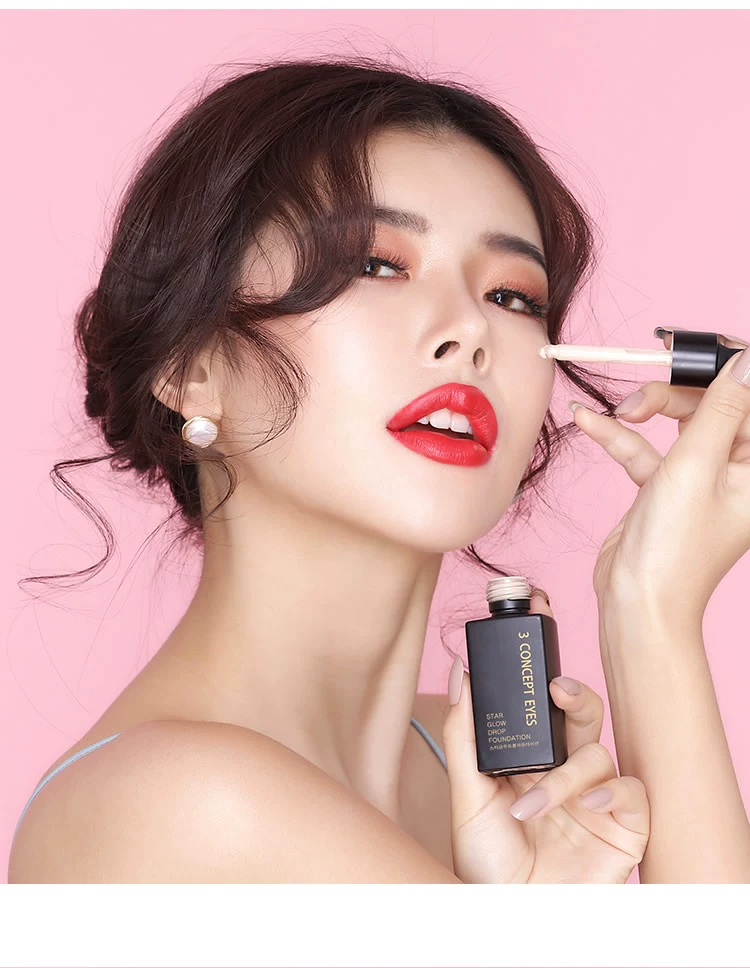 3CONCEPTEYES thứ ba giọt kem nền dạng lỏng che khuyết điểm kiểm soát dầu dưỡng ẩm cho da khô da dầu mẹ chính hãng - Thuốc nhỏ mắt