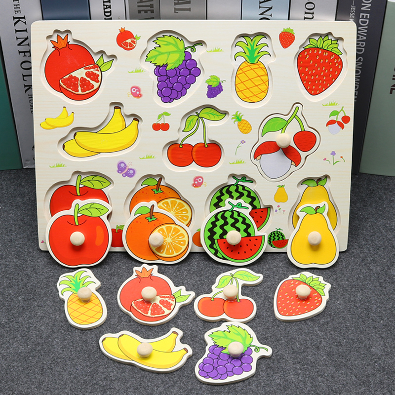 Children's early education puzzle 1-2-3 years old baby puzzle wooden panel matching toy 4-5 years old boys and girls hand grab board