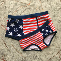 Couple panties full pure cotton cute sexy cartoon American flag mens flat angle womens briefs 