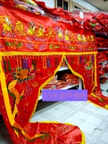 2 5 m Buddhas tent red embroidered silk cloth Buddhist adornment Buddha former supplies Buddhist door curtain Divinity curtain Double Dragon Longmen