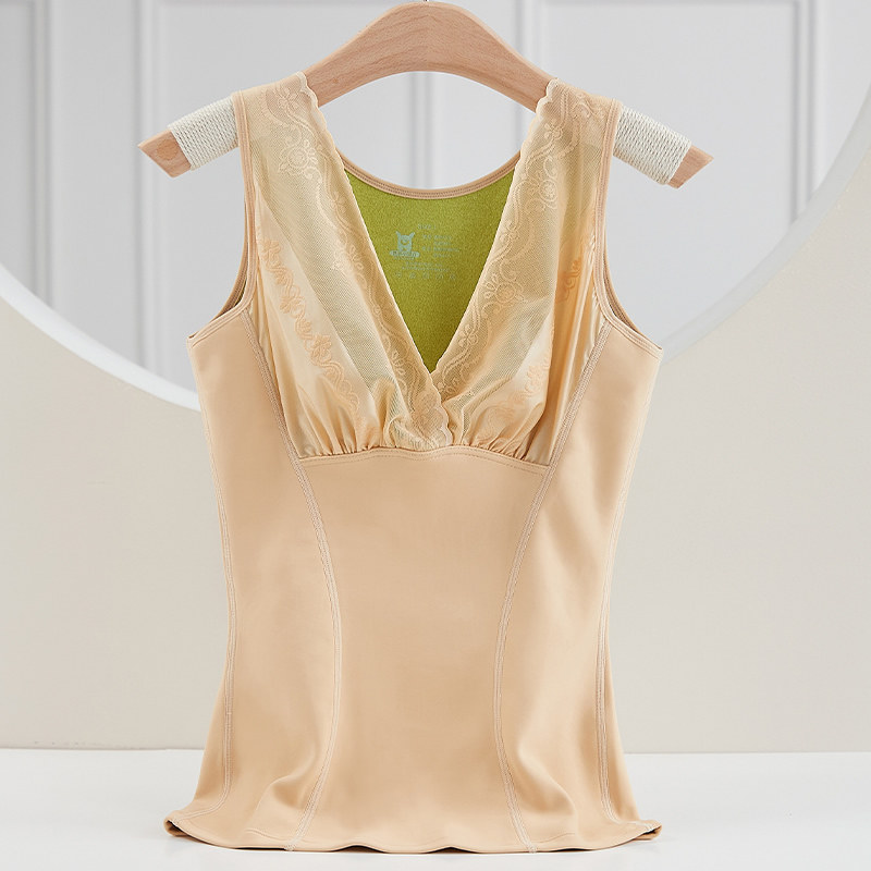 Warm vest Women's underwear plus suede blouses Bottom Shirts Thickened Autumn Winter Develte Fever no-scratches tight fit inside