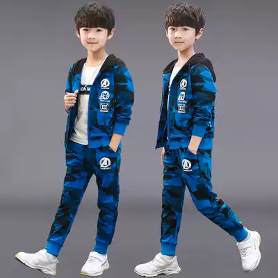 Children's set boys' autumn suit 2021 new foreign handsome boy boy spring and autumn three-piece set Korean tide