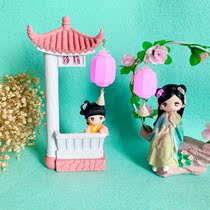 Cute girl birthday gift ancient style Hanfu costume girl with lamp resin ornaments Star Light Night Light