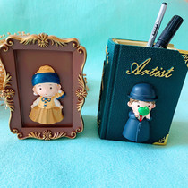 European classical oil painting Van Gogh Pearl Girl retro exquisite resin pen holder study birthday gift