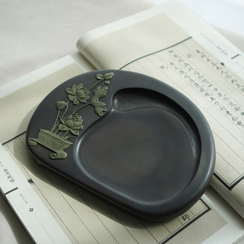 無形文化遺産　沂水硯、蓮形硯、古穴天然石硯、墨を磨くための硯、書斎の四宝の一つ、贈答用硯