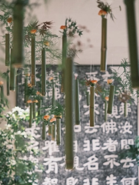 Fresh Bamboo Pipe Cans Hanging Decoration Kindergarten Environment Creation National Style Landscape Chinese Environmental-Friendly Pendant Ornament Green Bamboo Vase