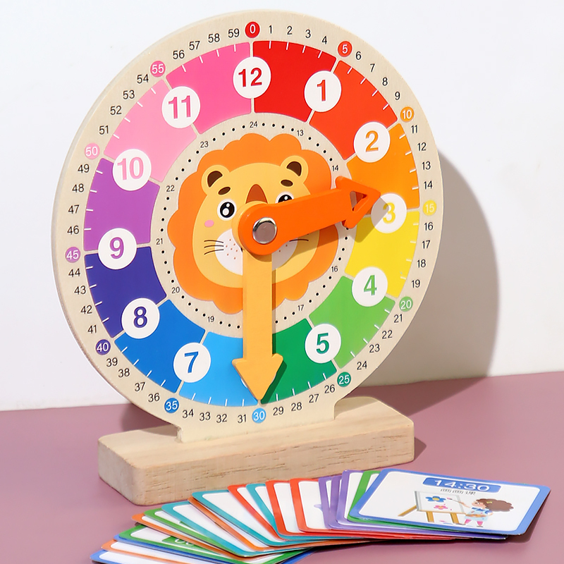 Clock Teaching Aids, Elementary School Clock Model, Kindergarten First Grade Alarm Clock, Children's Learning Time Wooden Toy