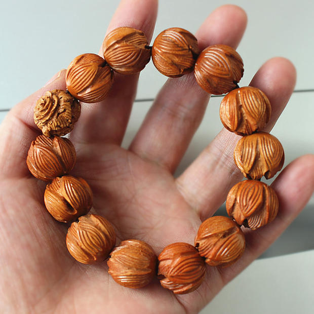 Hoa gụ đào hoa phong phú hạt cườm vòng tay gỗ gụ chạm khắc hoa sen - Vòng đeo tay Clasp vòng dâu tằm