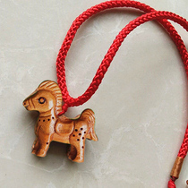 Peach Trojan Pendant Necklace Pendant Keychain Wooden Carved Horse Wooden Horse Bracelet