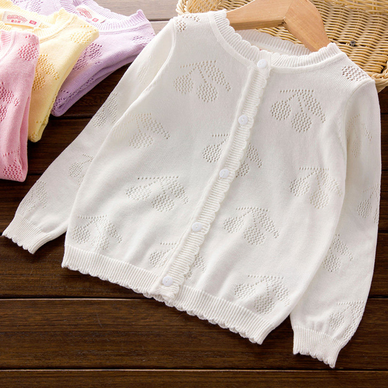Children's clothes Girls air conditioning cardigan Western style thin air conditioning shirt outside the baby sweater Baby spring and autumn jacket summer