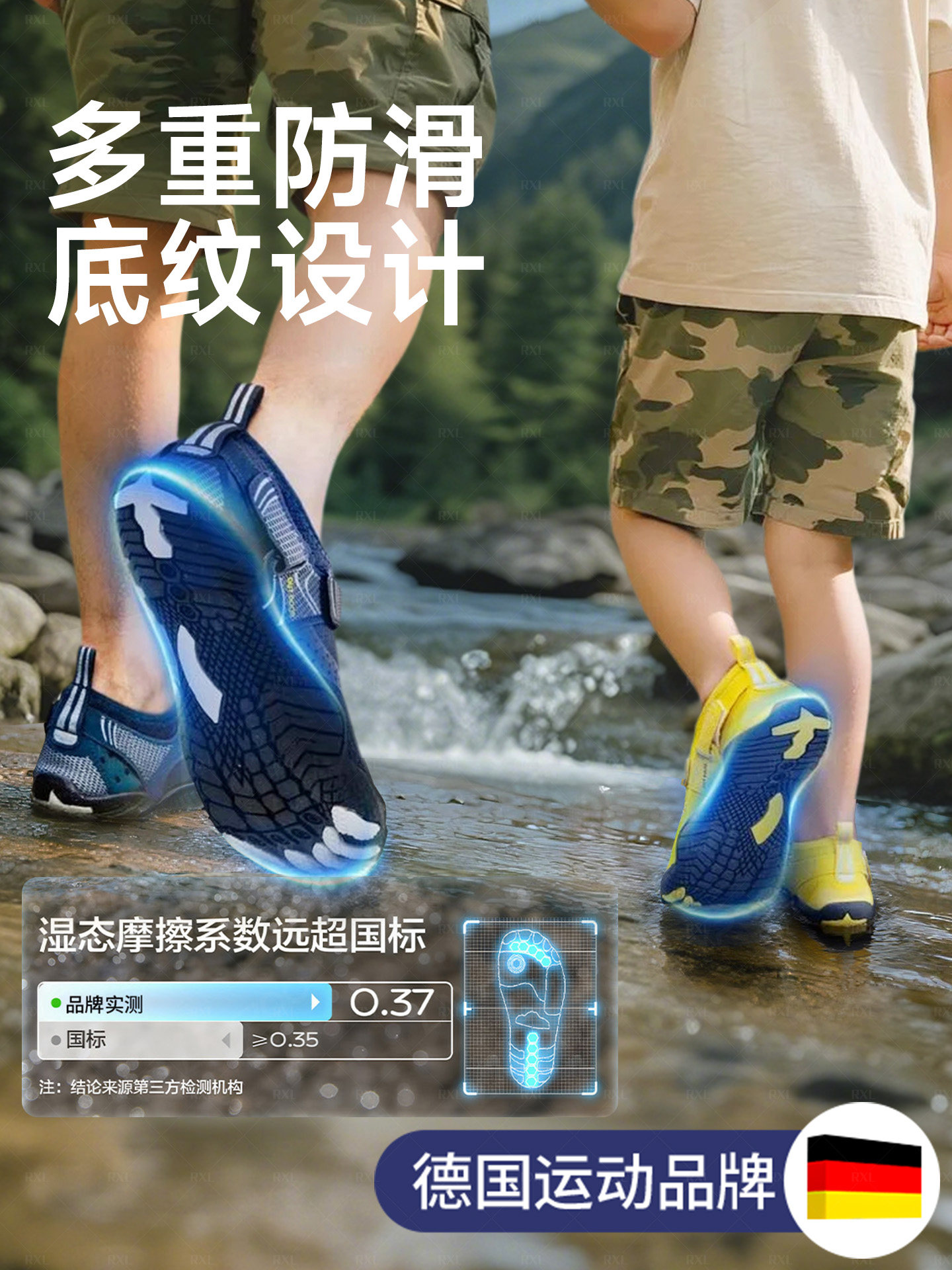 German Rxl- River Tracing Shoes, Beach Shoes, Children's Quick-Drying Non-Slip Shoes, Men's Professional Water Shoes, Women's Models Suitable for Water Activities, Cut-Resistant