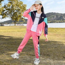 Girl Set Spring and Autumn 2021 Zhongdabong New Childrens foreign style fashion autumn Net red casual Net red two-piece set