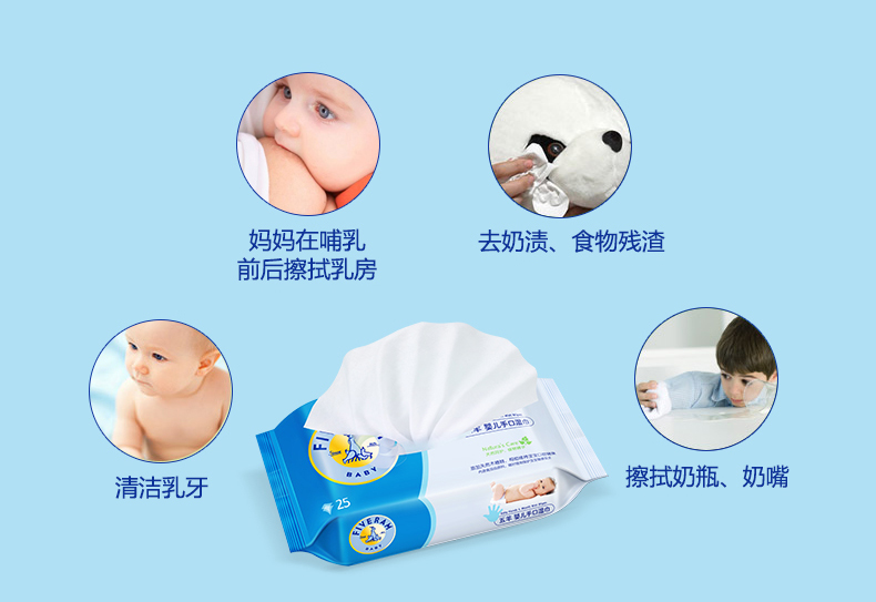 Wuyang bé khăn lau tay đặc biệt khăn lau ướt 200 viên sơ sinh bé lau giấy xách tay 25 bơm * 8 packs