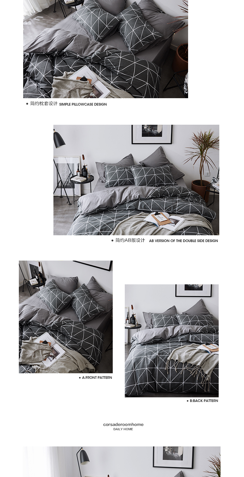 ins nordic dệt giường ngủ ở một gia đình bốn mạng đơn giản đỏ ba mảnh chăn 1.8m khăn trải giường chăn Mikasa - Bộ đồ giường bốn mảnh chăn ga gối đẹp