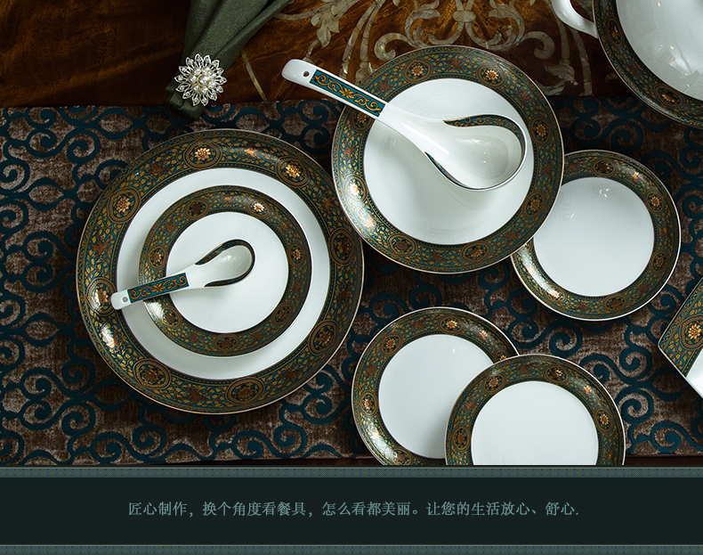 Ou ipads porcelain tableware suit 10 dishes home dishes suit Korean I and contracted style of tangshan porcelain