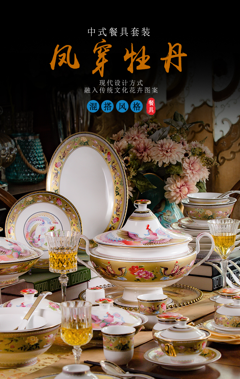 Dishes suit household jingdezhen European - style ipads porcelain tableware suit 67 gift porcelain Dishes combination of eating the food