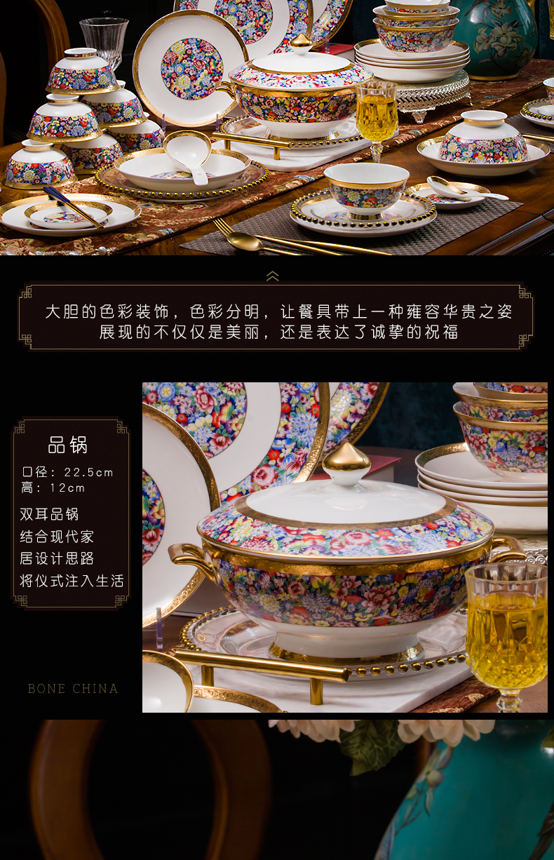 Tangshan ipads porcelain tableware suit dishes European - style 10 people with dish bowl suit western - style porcelain tableware suit the dishes