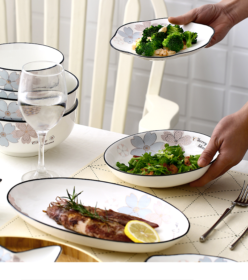 Ceramic plate 0 simple dishes FanPan circular plate can be the household microwave tableware dish dish dish word "dumpling"