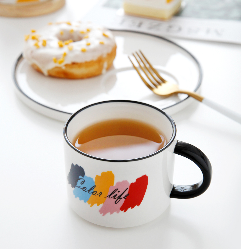 Mark cup Nordic coffee cups and saucers creative office glass ceramic cup a cup of milk for breakfast cup cup suits for