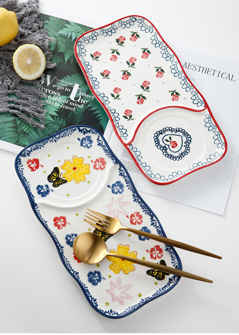 Single people eat breakfast bowl tableware suit Japanese children household ceramic plate plate of fruit salad breakfast tray