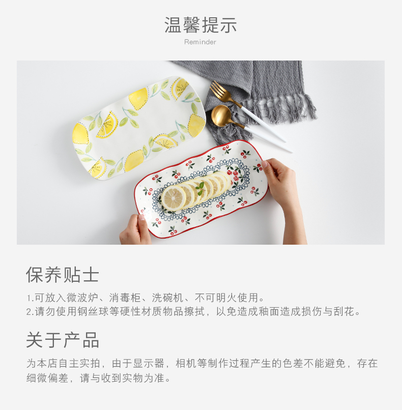Japanese ceramic fish dish and creative household Nordic glaze color large rectangular fish dish of steamed fish dish network red tableware