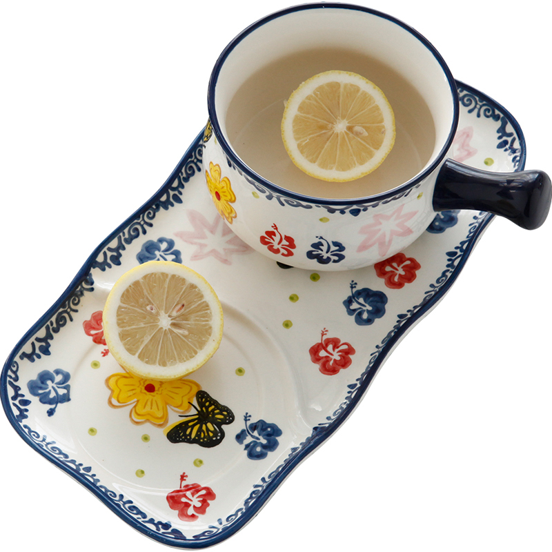 Single people eat breakfast bowl tableware suit Japanese children household ceramic plate plate of fruit salad breakfast tray