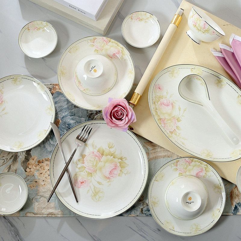 Dishes suit household European jobs Chinese ipads porcelain tableware ceramics Dishes chopsticks combination and contracted and pure and fresh
