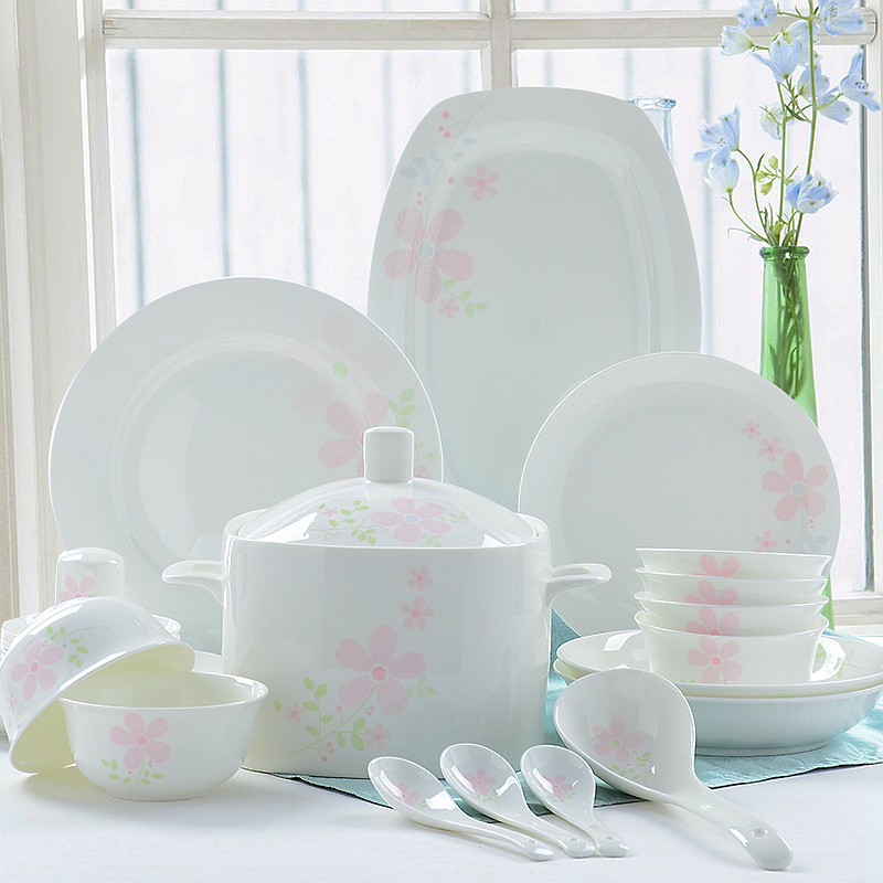 Ipads China tableware suit dishes chopsticks at tangshan 56 head ipads porcelain ceramic tableware Korean dishes suit household of Chinese style