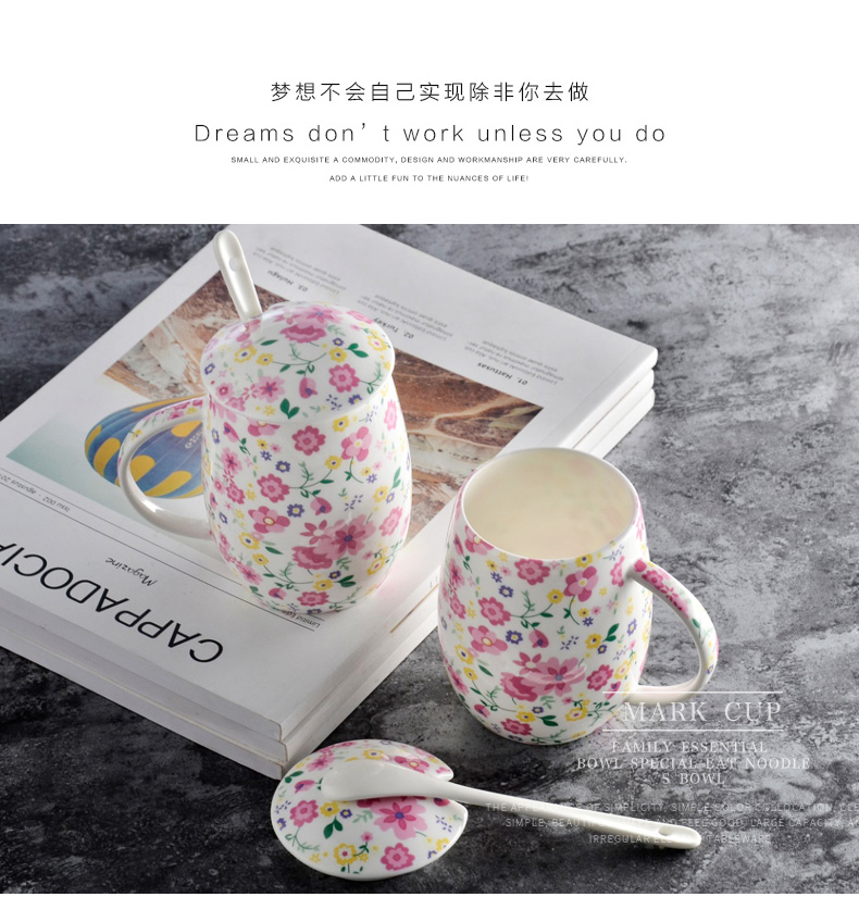 Lovely girl ultimately responds cup creative ceramic cup ipads porcelain cup mark cup with cover with a spoon, coffee cup of milk a cup of tea cups