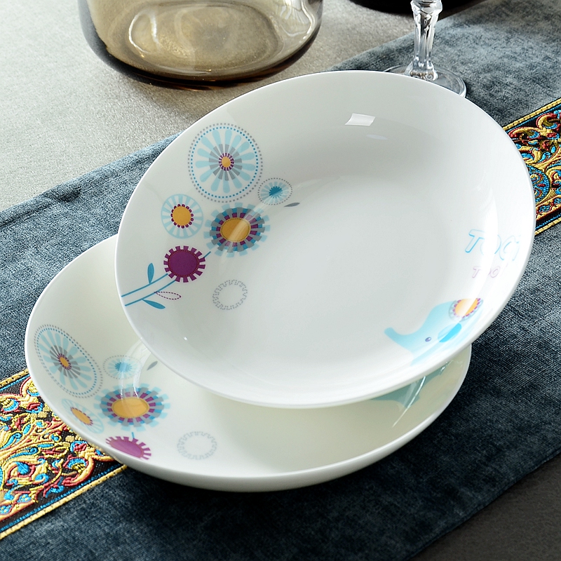 Lovely girl cartoon ipads porcelain dishes son home outfit creative circular tableware ceramic plate deep dish plates