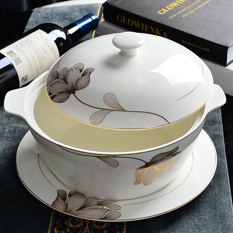 Tangshan dishes suit household ipads porcelain bowl tableware suit dishes ten bowl dish bowl chopsticks combination for a holiday
