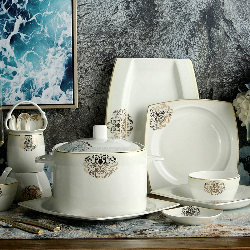 Dishes suit household ceramic bowl European - style ipads bowls dish bowl chopsticks combination of Chinese style bowl plate suit