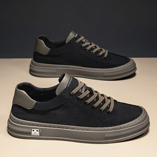 Canvas Men's Shoes 2026 New Spring High-End Thick-Soled Black Cloth Shoes Men's Work Sports Casual Sneakers