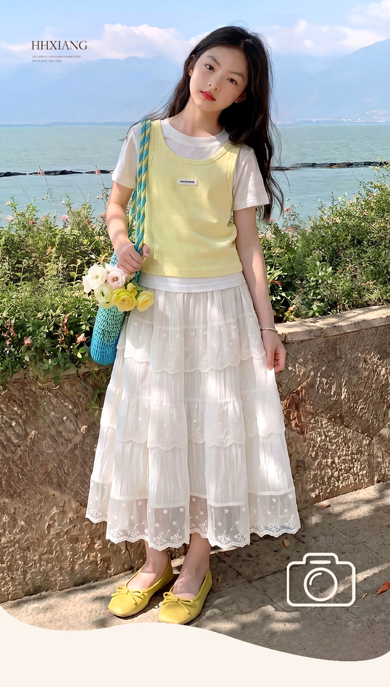 女童连衣裙夏季短袖套装儿童2026新款春秋多巴胺大童女孩公主裙子 — 1
