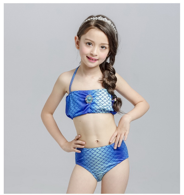 Trẻ em Nàng Tiên Cá Đuôi Áo Tắm Cô Gái Công Chúa Bãi Biển Bikini Chia Cô Gái Hàn Quốc Quần Áo Bơi Set