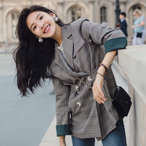 College style small suit jacket female Korean version of loose 2021 Spring and Autumn new small man Net red casual plaid suit suit