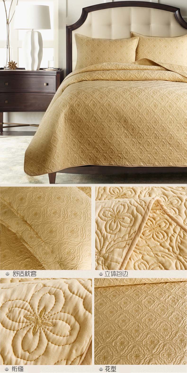 Cotton chần giường bìa màu rắn dày 1.5 1.8 mét tấm ga trải giường bìa ba bộ của Châu Âu bộ đồ giường cưới