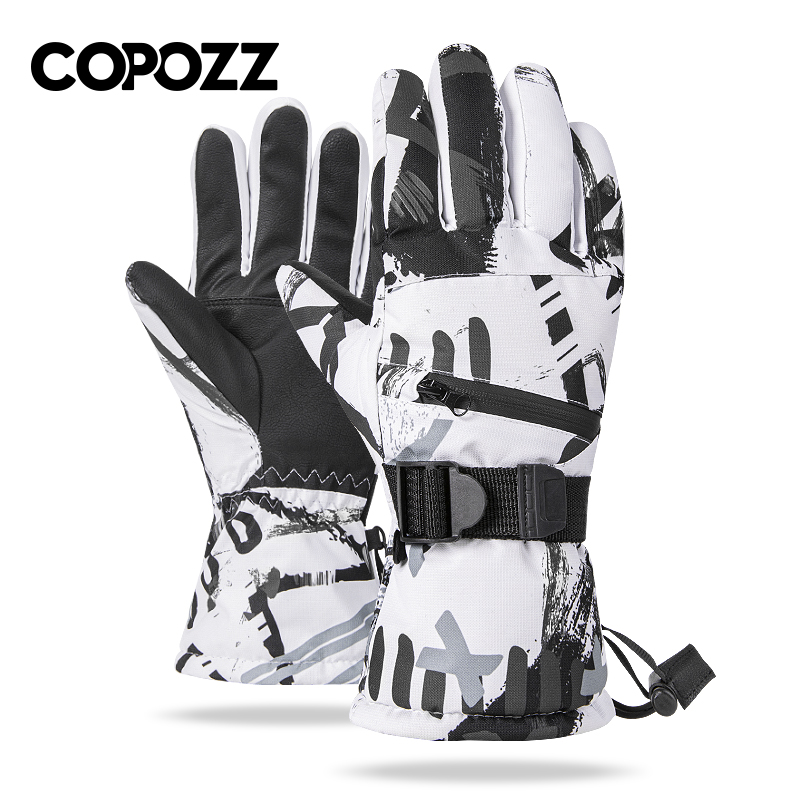 COPOZZ Ski Gloves Men and Women Touch Screen Winter Warm Plush Wear and Waterproof Waterproof and Mountain Mountain Locomotive