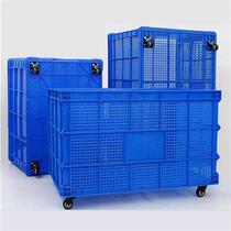 Plastic frame basket rectangular thickened wheeled large hollow plastic frame express clothing factory transfer storage turnover basket