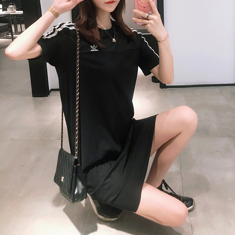 Váy Adidas nữ clover ngắn tay TEE DRESS áo dài thể thao giản dị DU9944 - Trang phục thể thao bộ adidas nữ mùa đông
