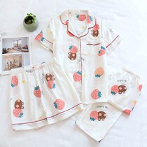 Summer pure cotton pyjamas ladies short sleeve long pants shorts Three sets home Clothing Thin all cotton cotton cloth can be worn outside