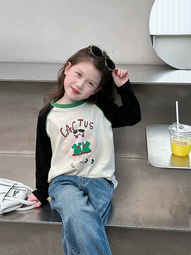 Хлопковый приятный телу детский весенний лонгслив, популярно в интернете, подходит для подростков, детская одежда